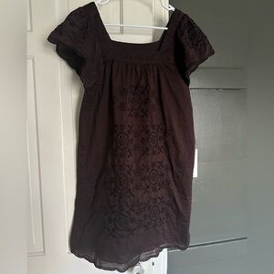 Massimo Y2K Babydoll Dress Square Neck Embroidered Scallop Hem Cotton Small